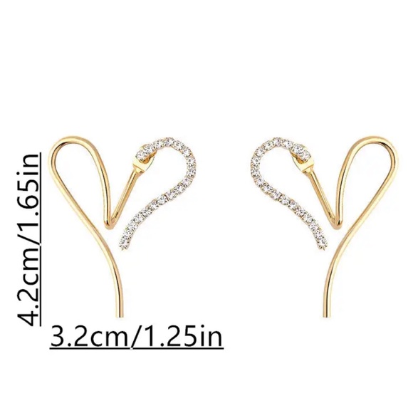 NEW Gold 14k diamond Heart Modern Earrings - Picture 6 of 7